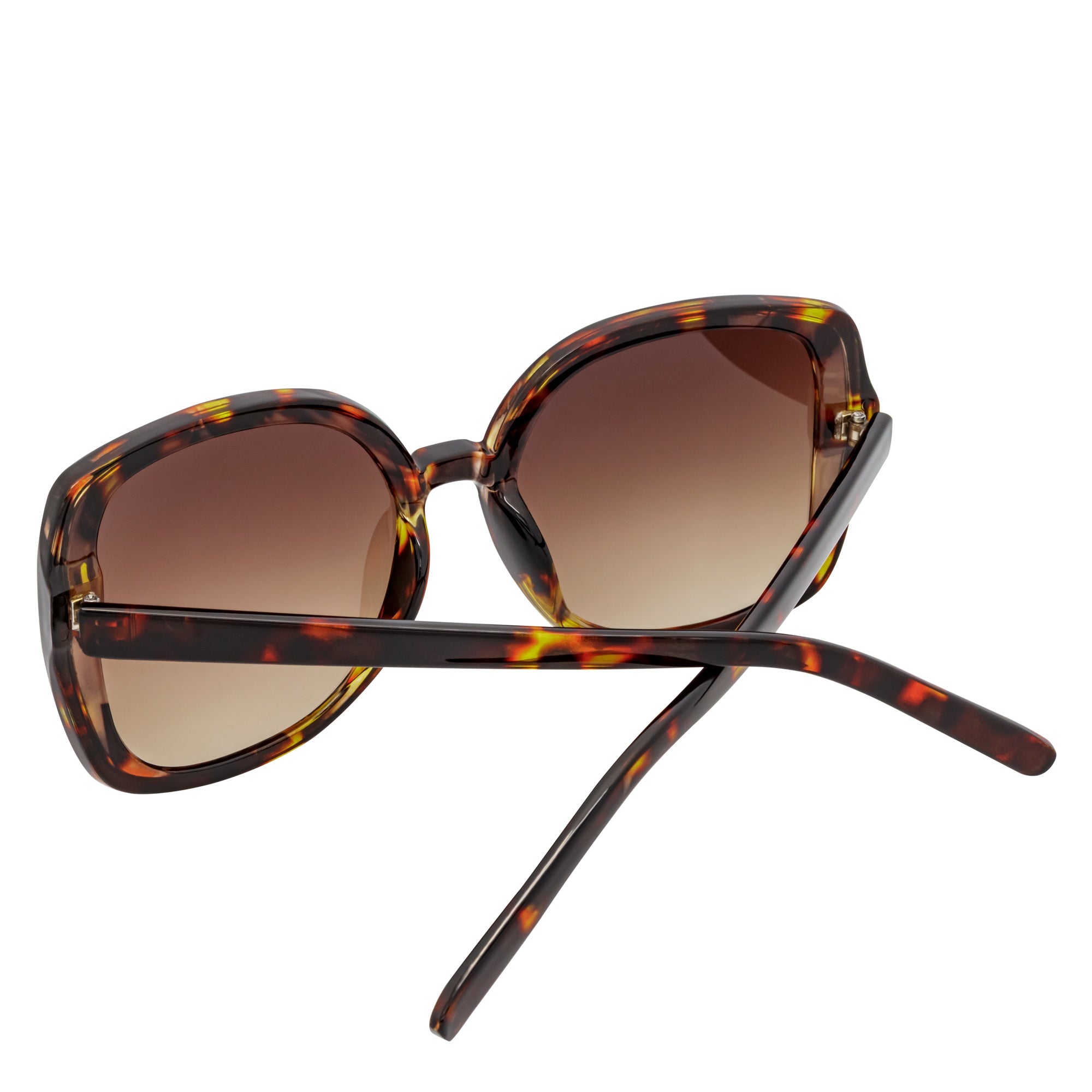JUSTINE - Modern Square Frame Oversize Tortoise Sunglasses Amber Lens