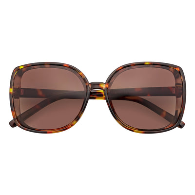 JUSTINE - Modern Square Frame Oversize Tortoise Sunglasses Amber Lens
