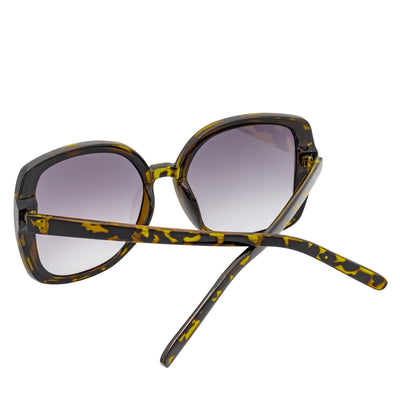 JUSTINE - Modern Square Oversize Tortoise Sunglasses Lavender Lens