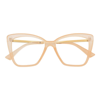 KATE - Oversize Womens Cat Eye Blue Light Glasses Clear Peach Clear Lens - MorspecsM1110-3