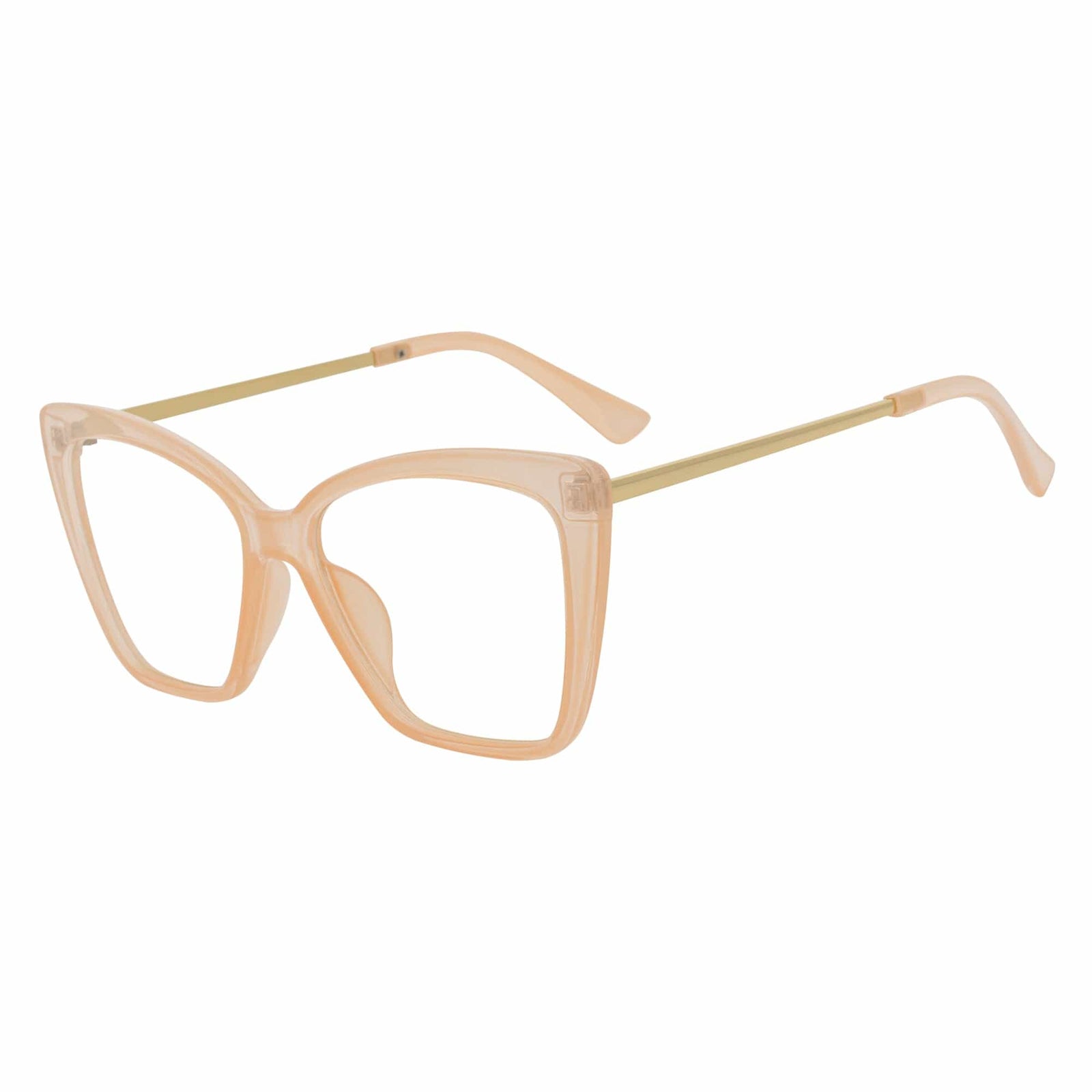 KATE - Oversize Womens Cat Eye Blue Light Glasses Clear Peach Clear Lens - MorspecsM1110-3