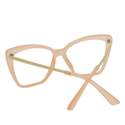 KATE - Oversize Womens Cat Eye Blue Light Glasses Clear Peach Clear Lens