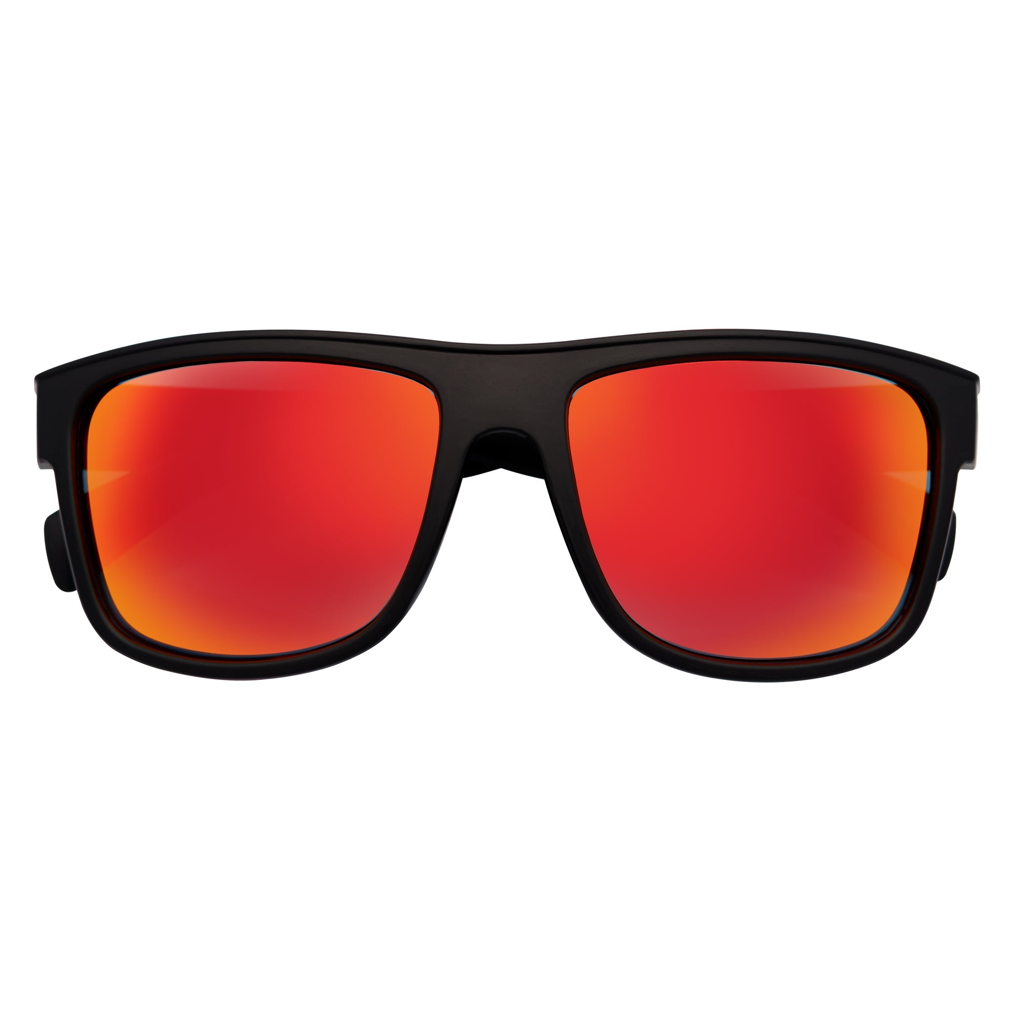 KENT - Modern Flat Top Horn Rimmed Sunglasses Matte Black Orange Mirror