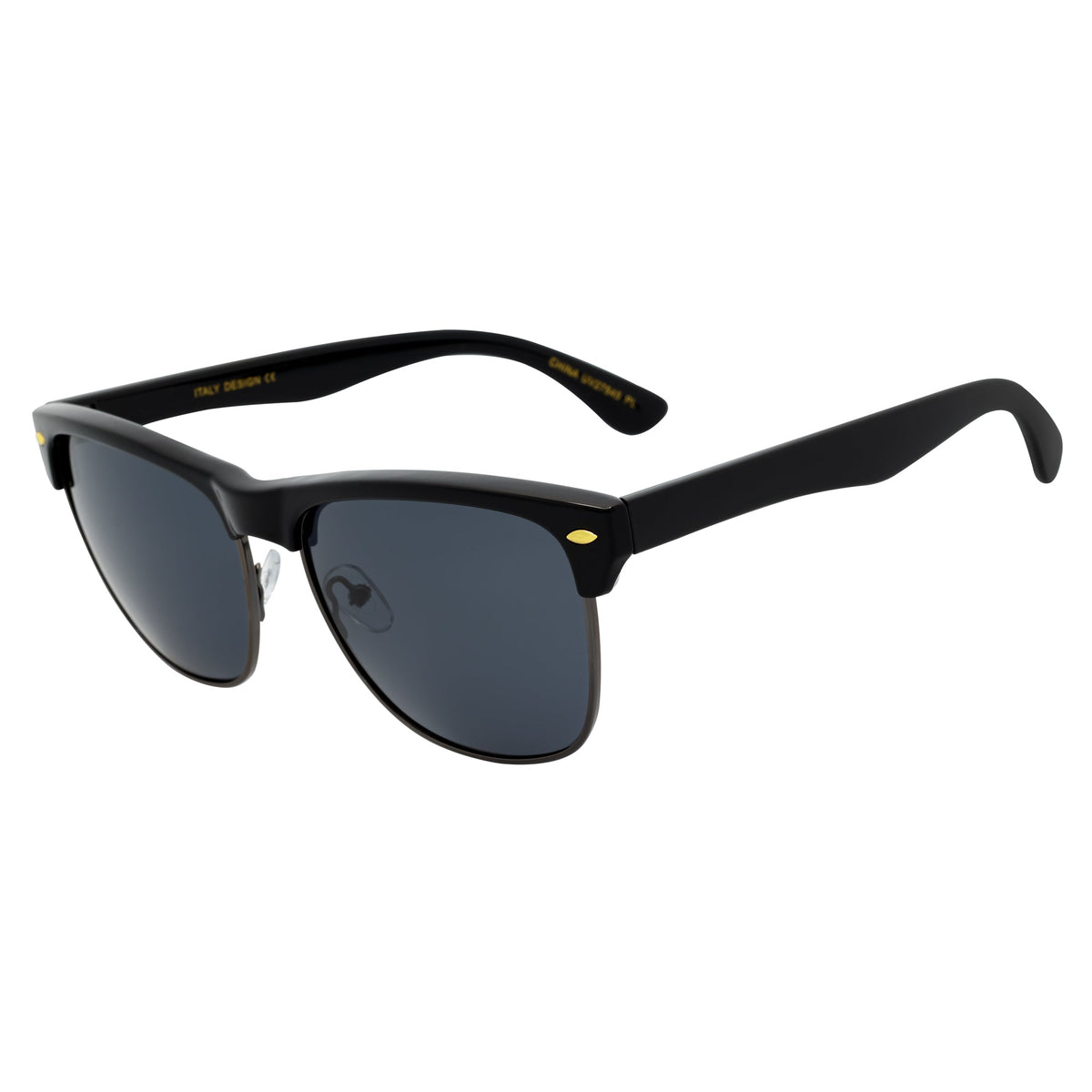 KETCH - Polarized Modern Semi-Rimless Horn Rimmed Black-Gunmetal Smoke