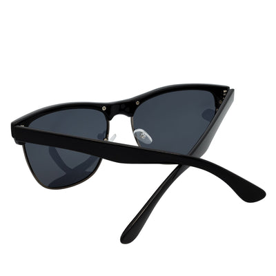 KETCH - Polarized Modern Semi-Rimless Horn Rimmed Black-Gunmetal Smoke