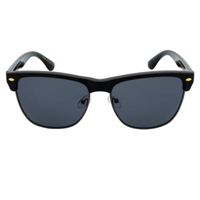 KETCH - Polarized Modern Semi-Rimless Horn Rimmed Black-Gunmetal Smoke