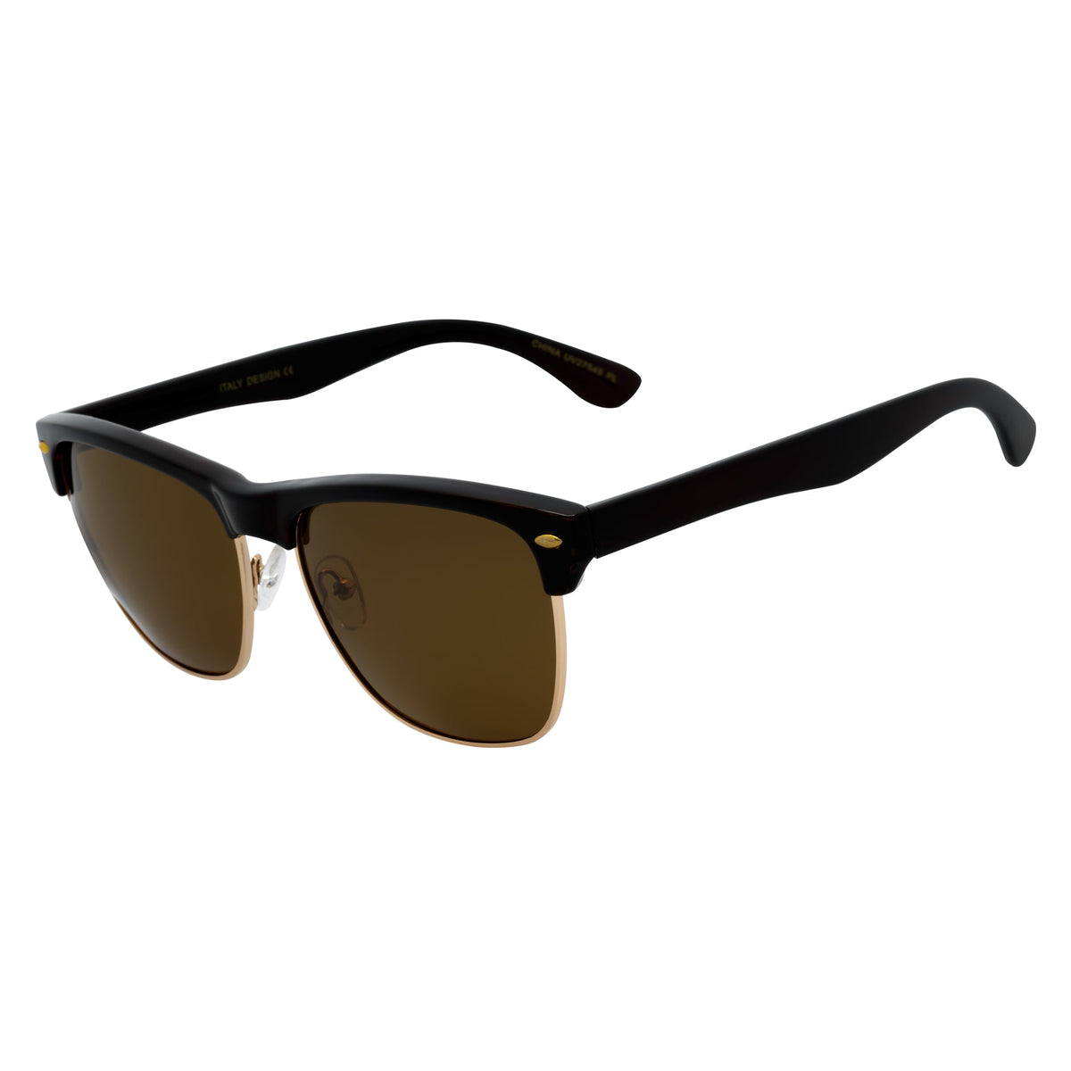 KETCH - Polarized Semi-Rimless Horn Rimmed Black-Gold Brown