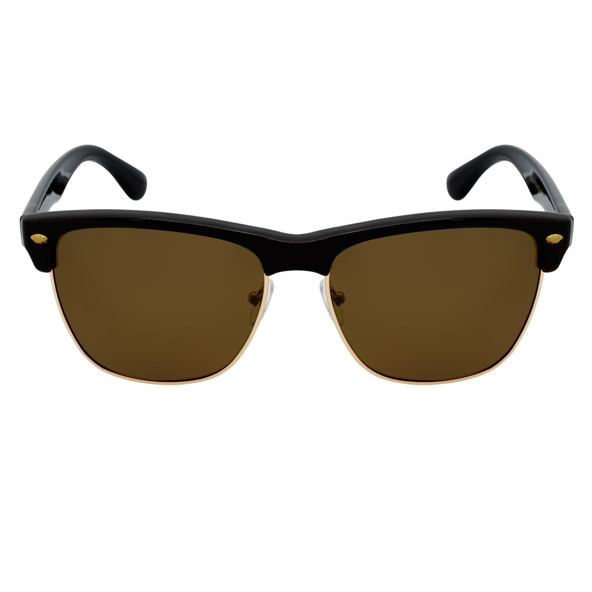 KETCH - Polarized Semi-Rimless Horn Rimmed Black-Gold Brown