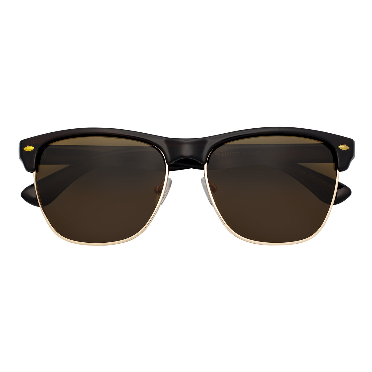 KETCH - Polarized Semi-Rimless Horn Rimmed Black-Gold Brown