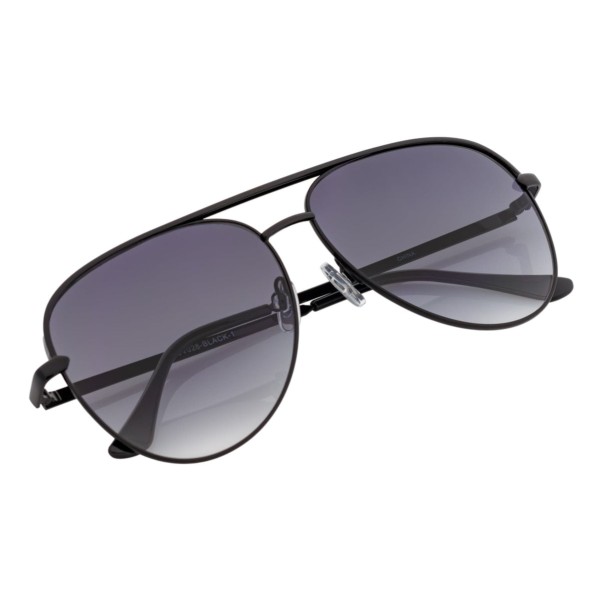 KEY - Oversize Large Flat Lens Metal Aviator Sunglasses Black Lavender Lens