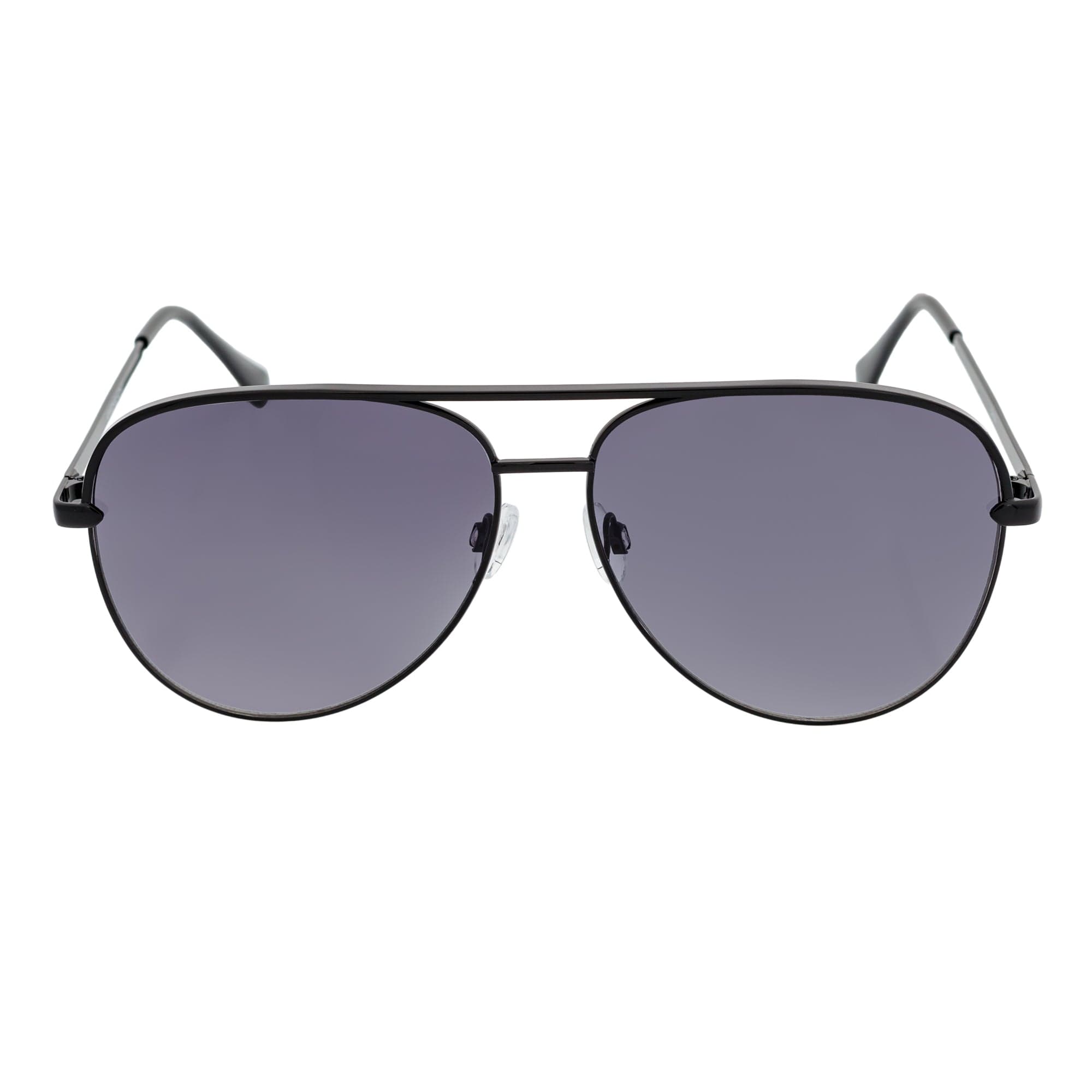 KEY - Oversize Large Flat Lens Metal Aviator Sunglasses Black Lavender Lens
