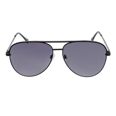 KEY - Oversize Large Flat Lens Metal Aviator Sunglasses Black Lavender Lens