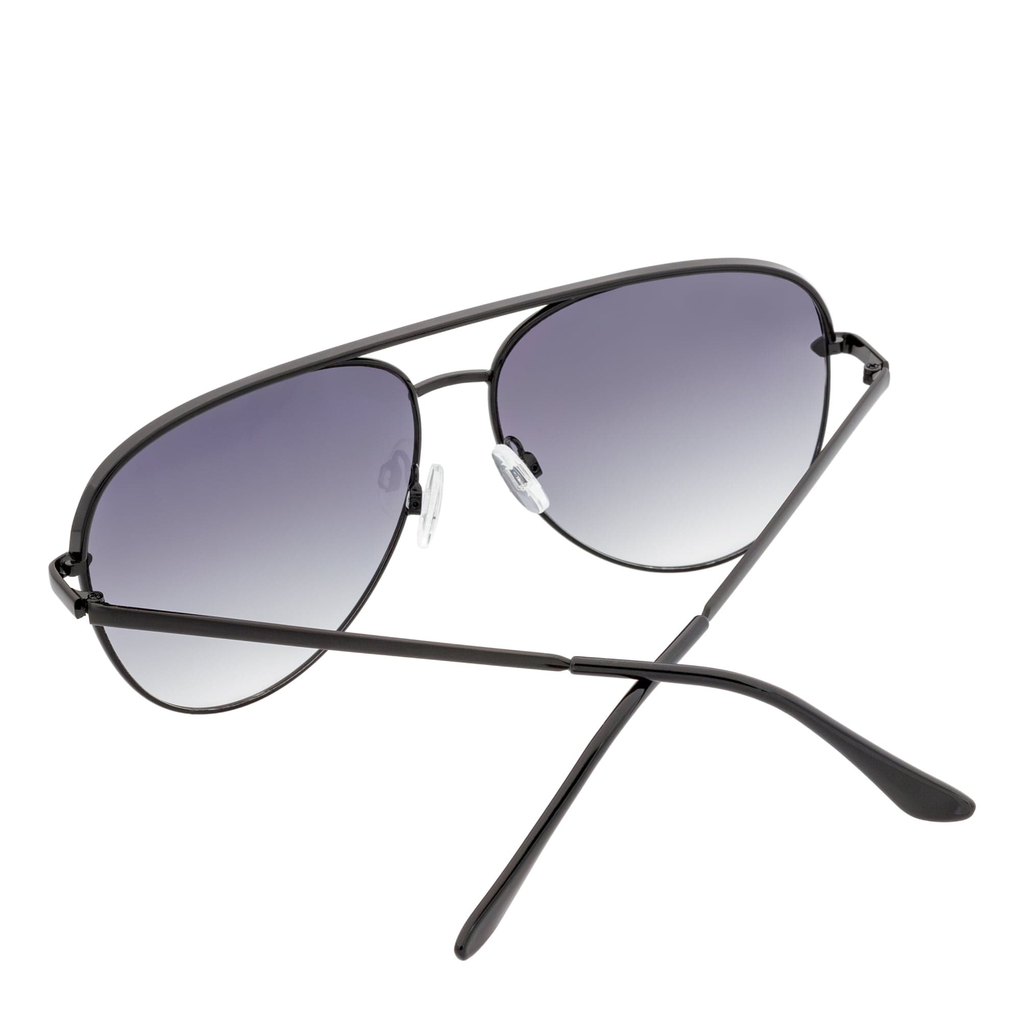KEY - Oversize Large Flat Lens Metal Aviator Sunglasses Black Lavender Lens - MorspecsM1040-1