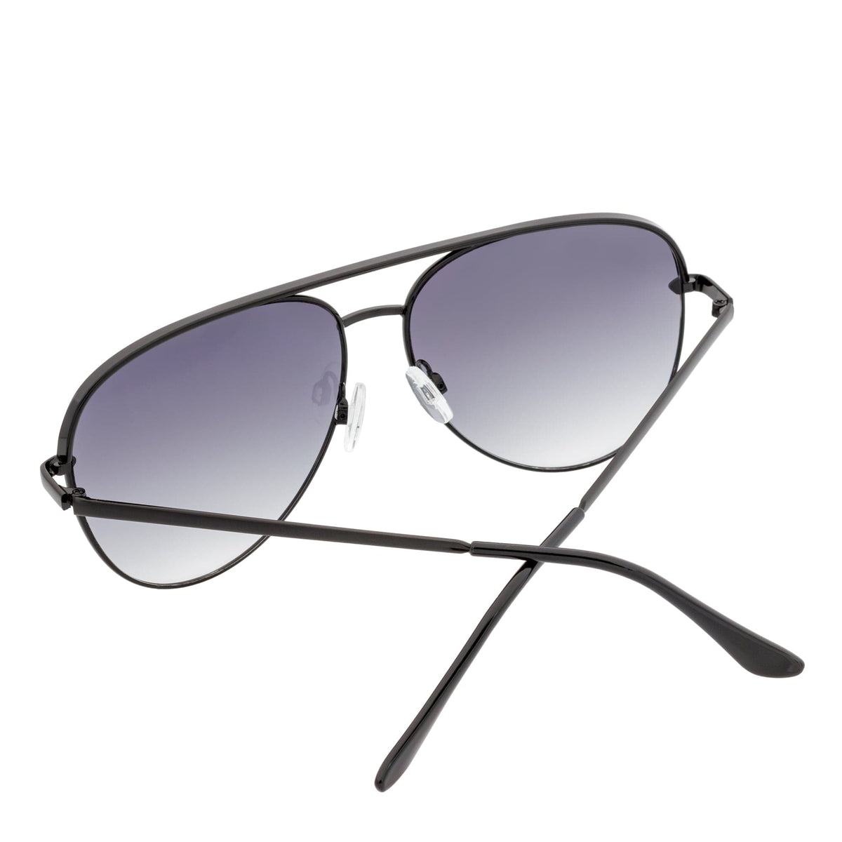KEY - Oversize Large Flat Lens Metal Aviator Sunglasses Black Lavender Lens - MorspecsM1040-1