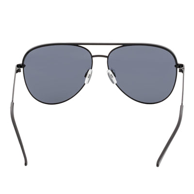 KEY - Oversize Large Flat Lens Metal Aviator Sunglasses Black Smoke Lens
