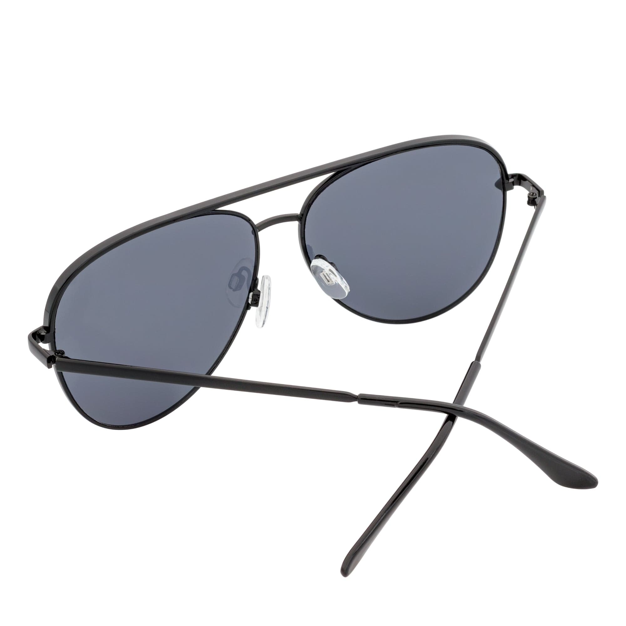 KEY - Oversize Large Flat Lens Metal Aviator Sunglasses Black Smoke Lens