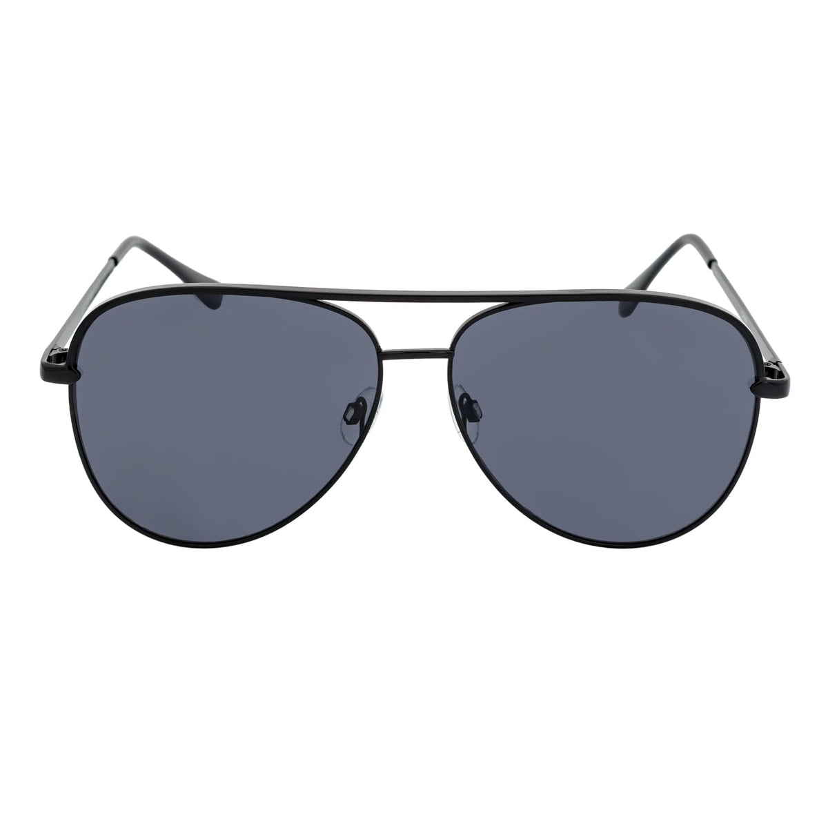 KEY - Oversize Large Flat Lens Metal Aviator Sunglasses Black Smoke Lens