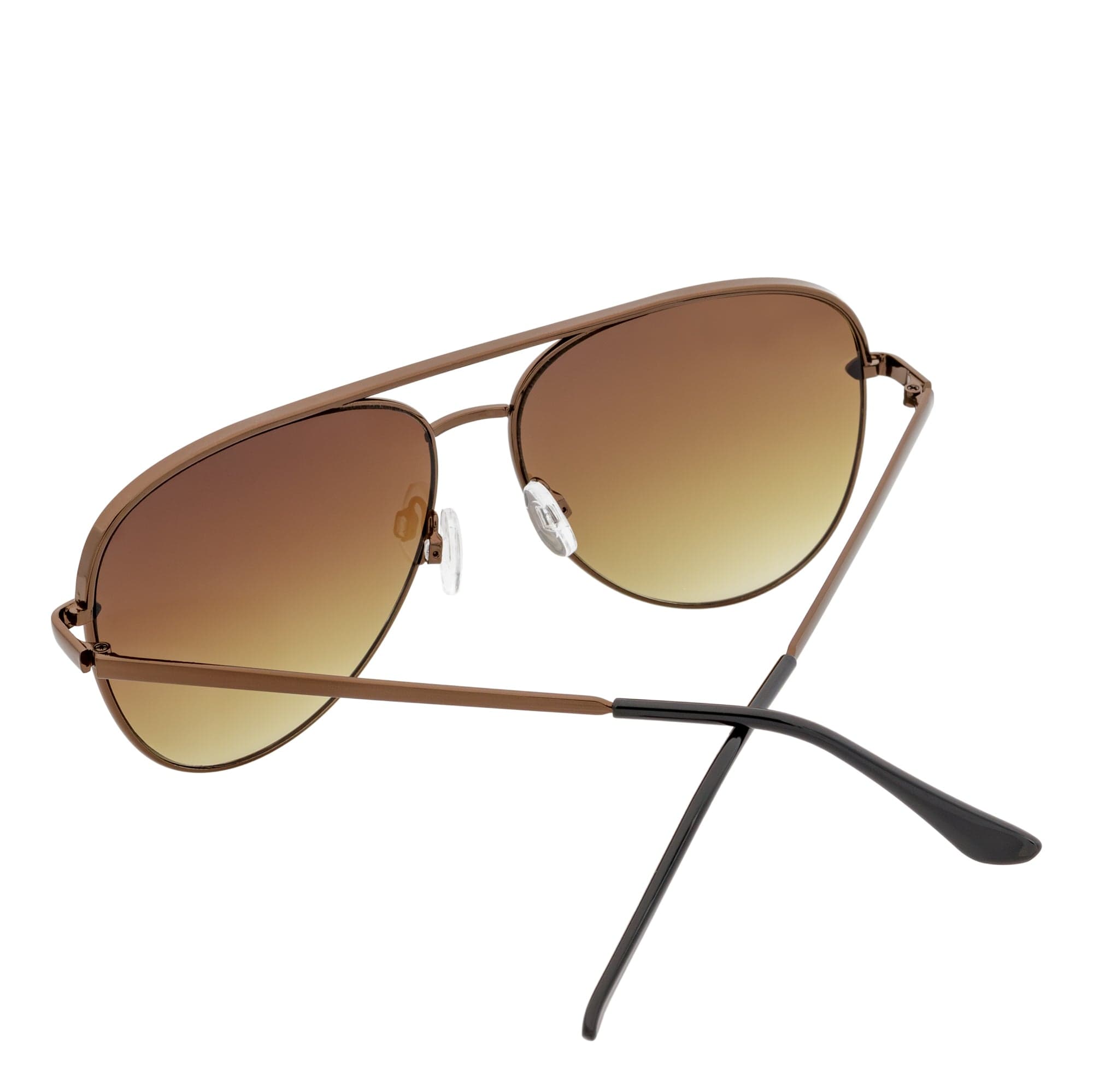 KEY - Oversize Large Flat Lens Metal Aviator Sunglasses Copper Amber Lens