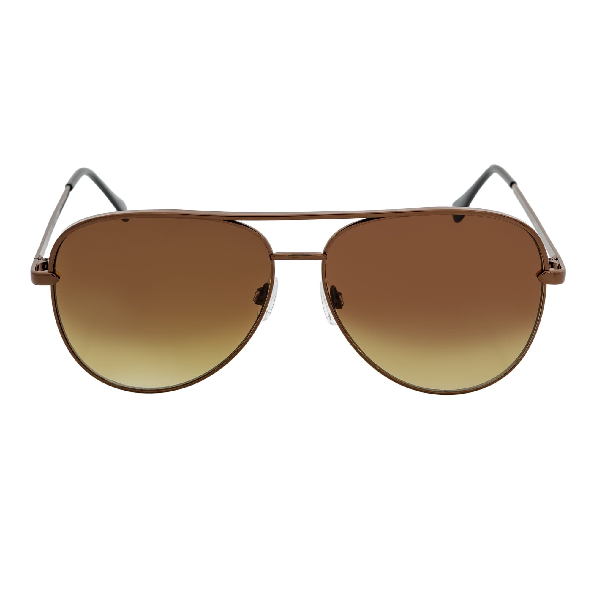 KEY - Oversize Large Flat Lens Metal Aviator Sunglasses Copper Amber Lens