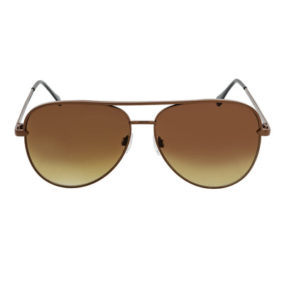 KEY - Oversize Large Flat Lens Metal Aviator Sunglasses Copper Amber Lens