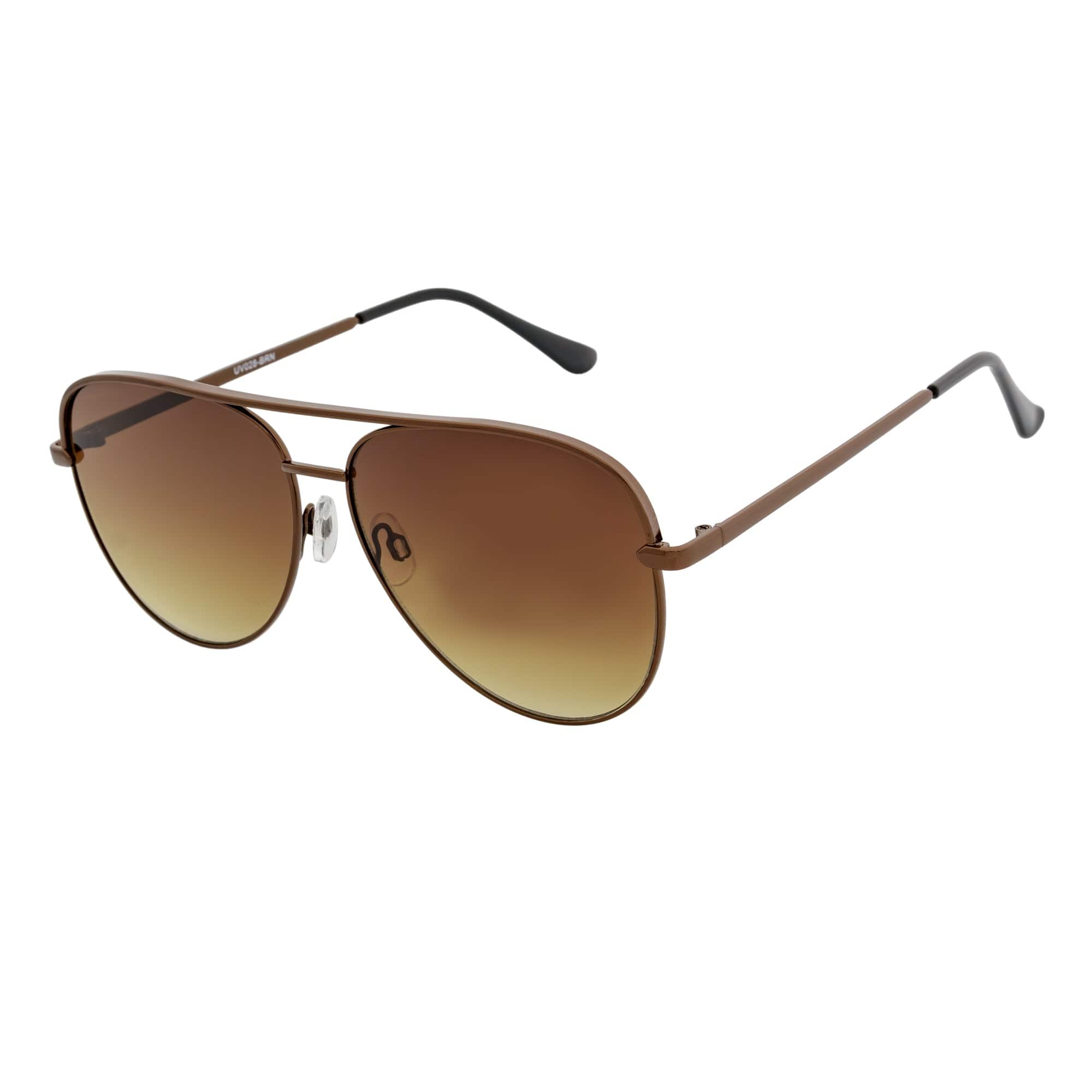 KEY - Oversize Large Flat Lens Metal Aviator Sunglasses Copper Amber Lens