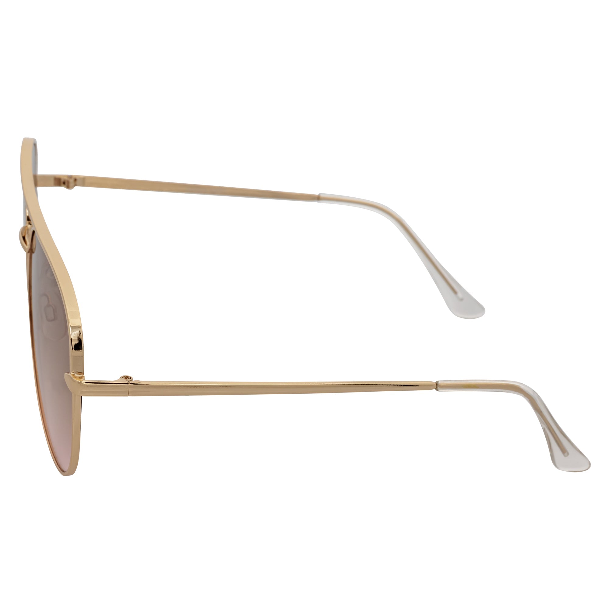 KEY - Oversize Large Flat Lens Metal Aviator Sunglasses Gold Amber Fade