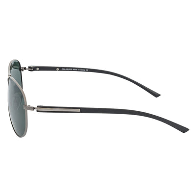 LAWRENCE - Polarized Round Metal Aviator Gunmetal Sunglasses Green Lens