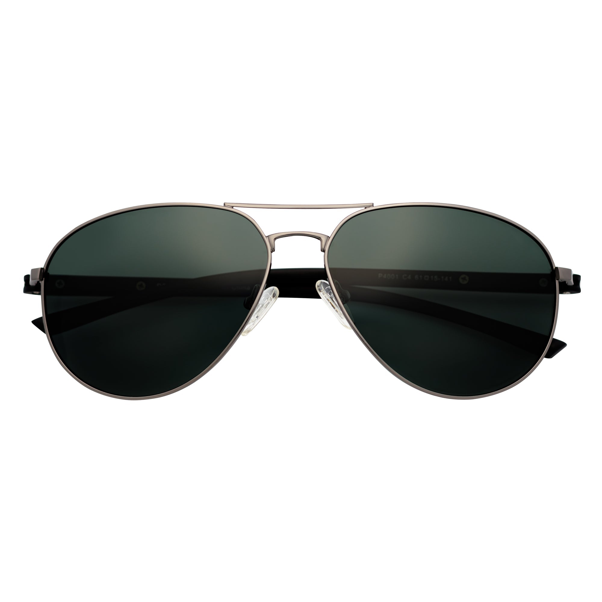 LAWRENCE - Polarized Round Metal Aviator Gunmetal Sunglasses Green Lens