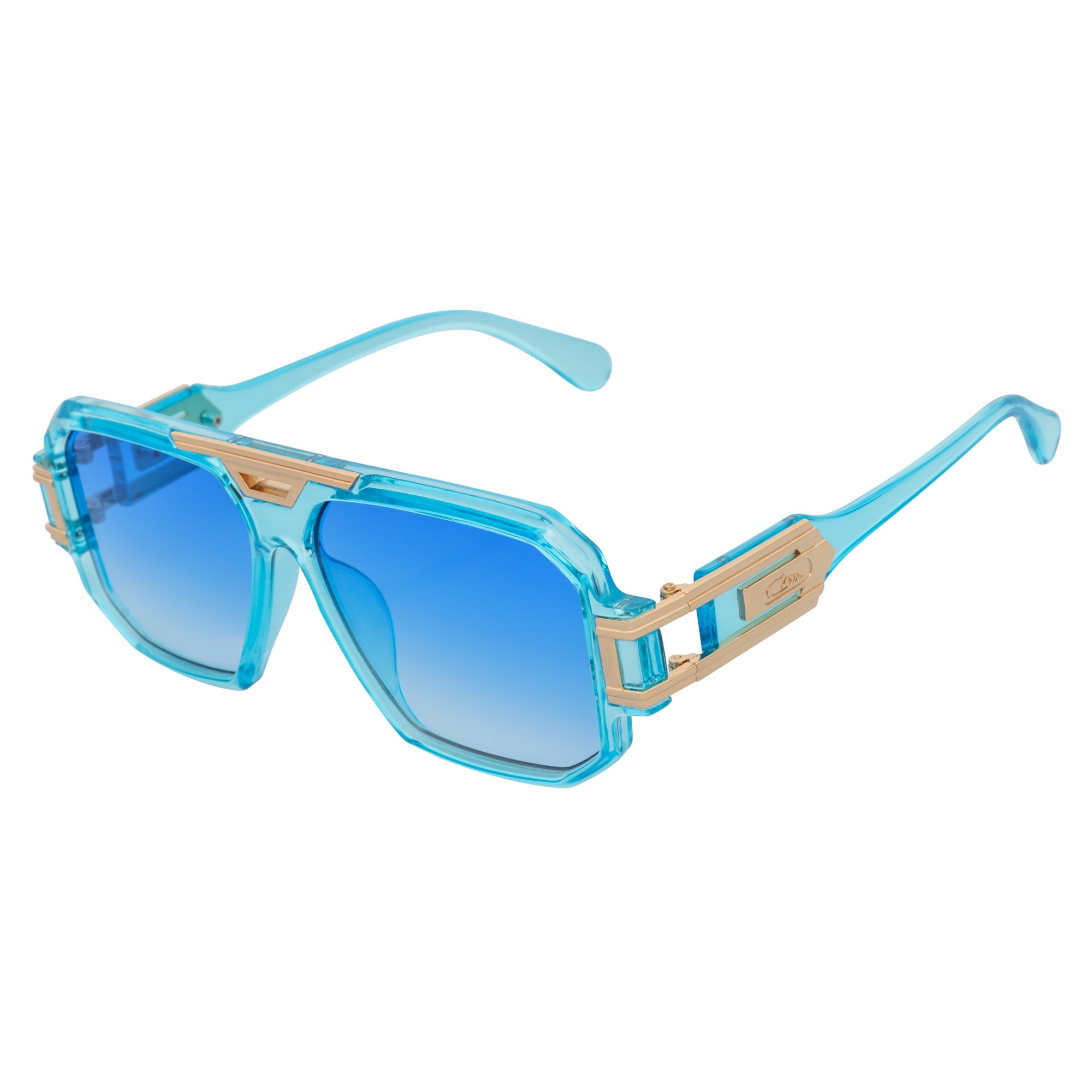 LEGEND - Retro Flat Top Square Blue Sunglasses Clear Blue - Fade Lens