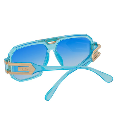 LEGEND - Retro Flat Top Square Blue Sunglasses Clear Blue - Fade Lens