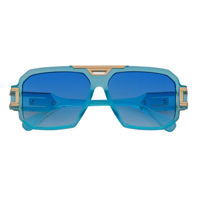 LEGEND - Retro Flat Top Square Blue Sunglasses Clear Blue - Fade Lens