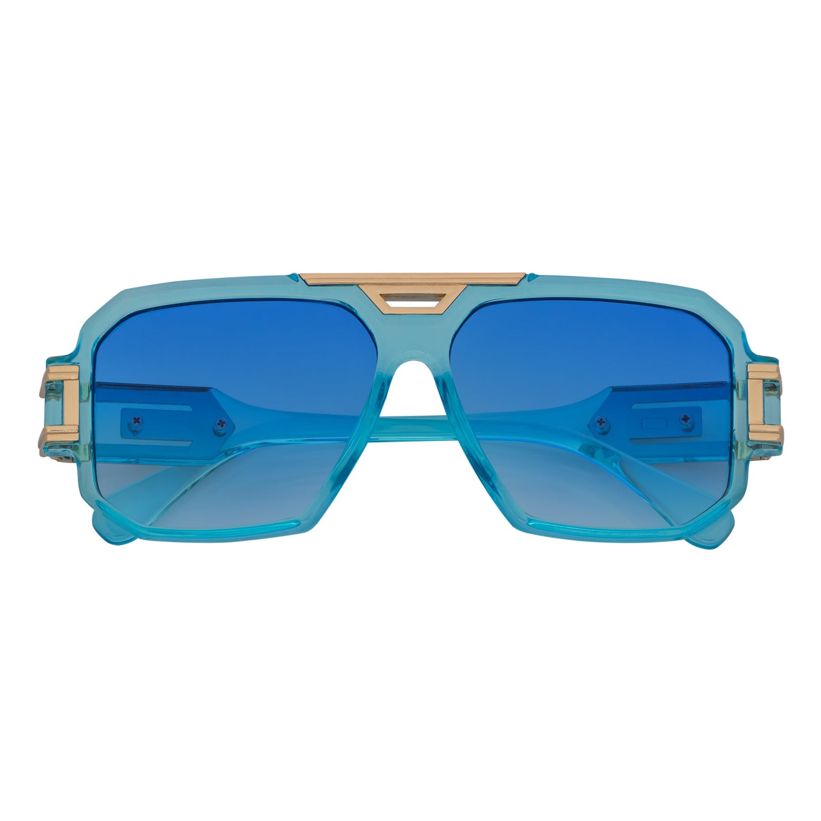 LEGEND - Retro Flat Top Square Blue Sunglasses Clear Blue - Fade Lens