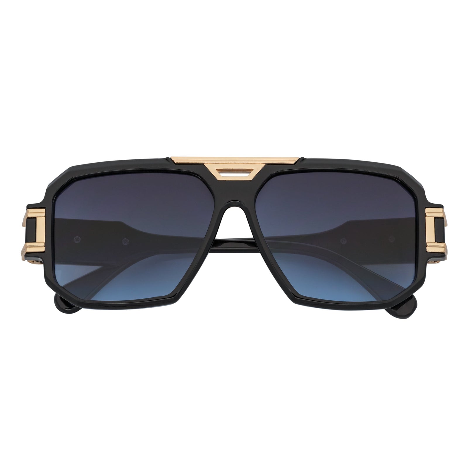LEGEND - Retro Flat Top Square Sunglasses Black Blue - Lavender Fade