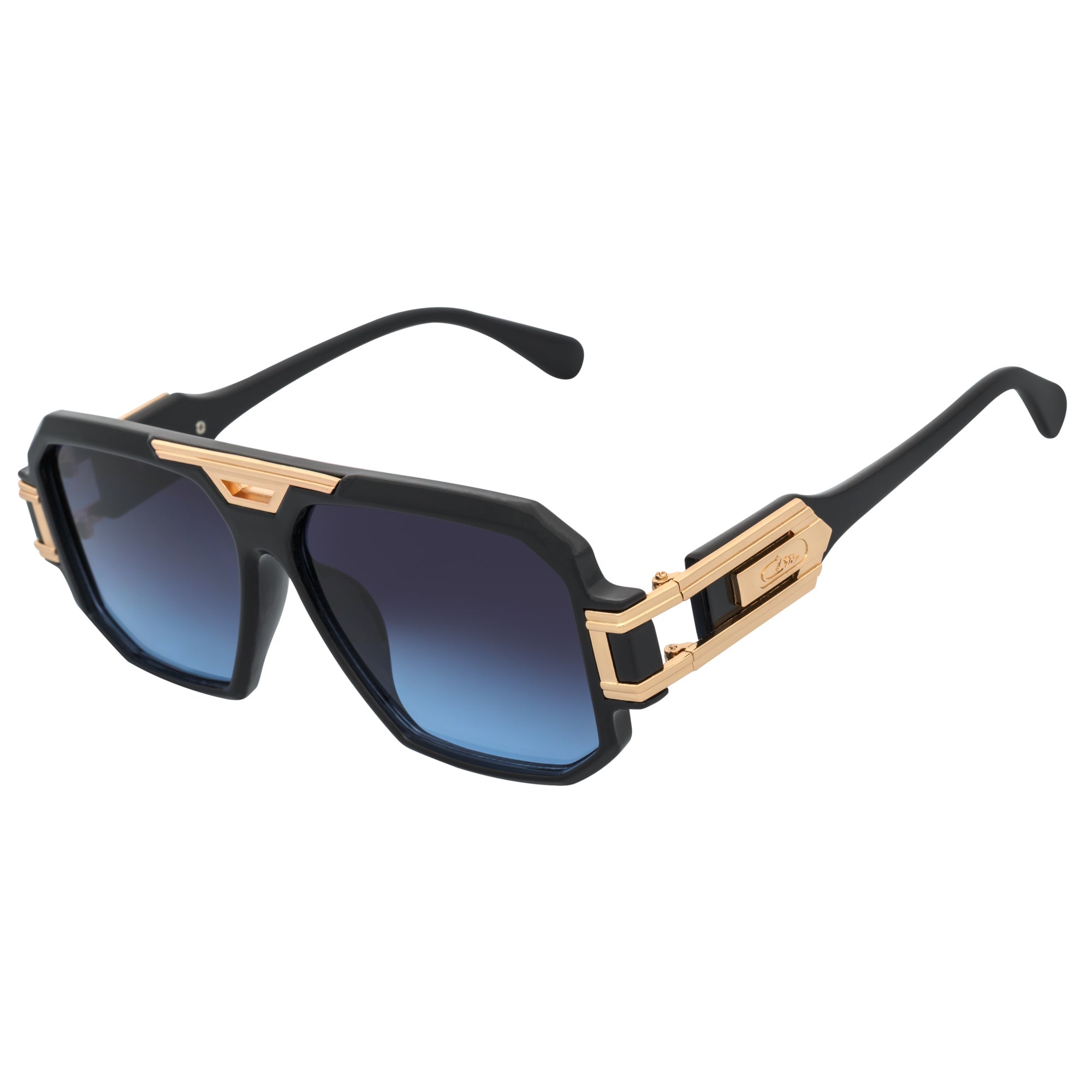 LEGEND - Retro Flat Top Square Sunglasses Black Blue - Lavender Fade
