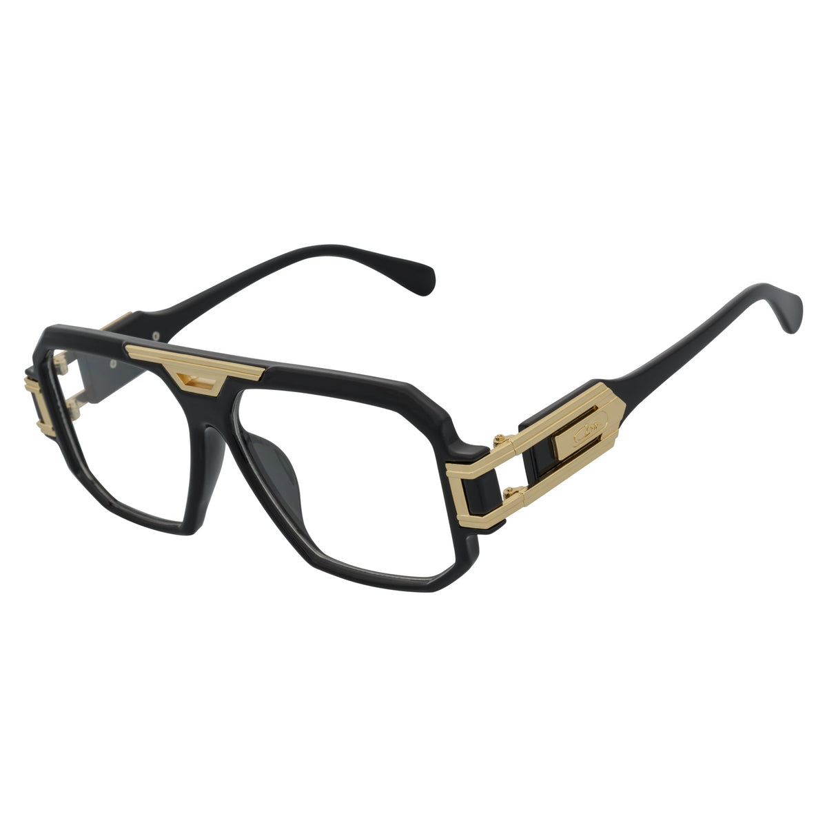 LEGEND - Retro Flat Top Square Sunglasses Black Clear Blue Light Lens