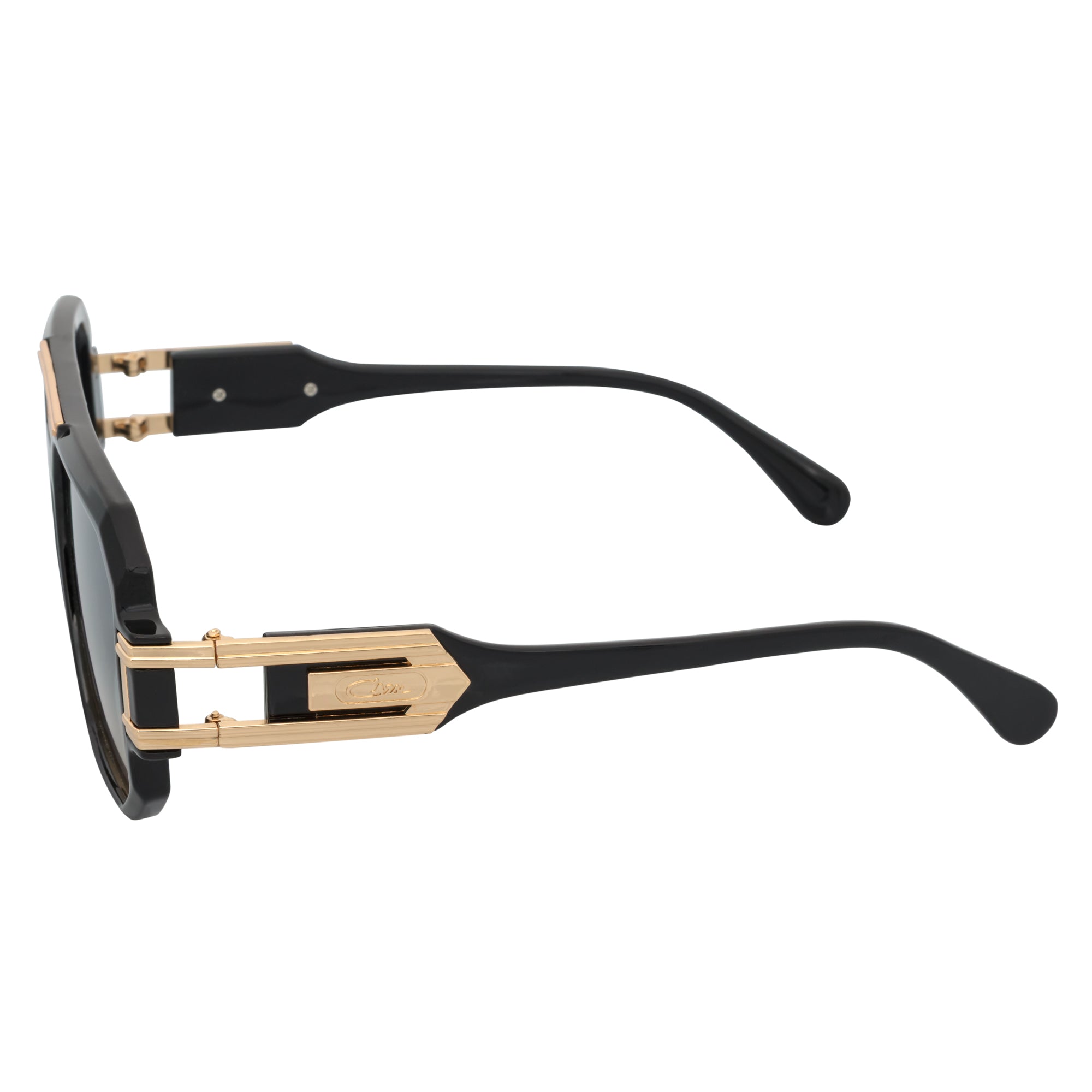 LEGEND - Retro Flat Top Square Sunglasses Black Green - Amber Fade