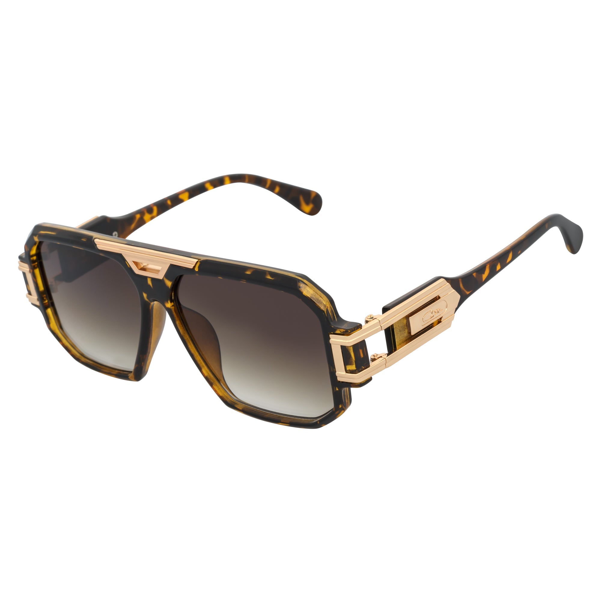 LEGEND - Retro Flat Top Square Sunglasses Brown Tortoise Amber Fade