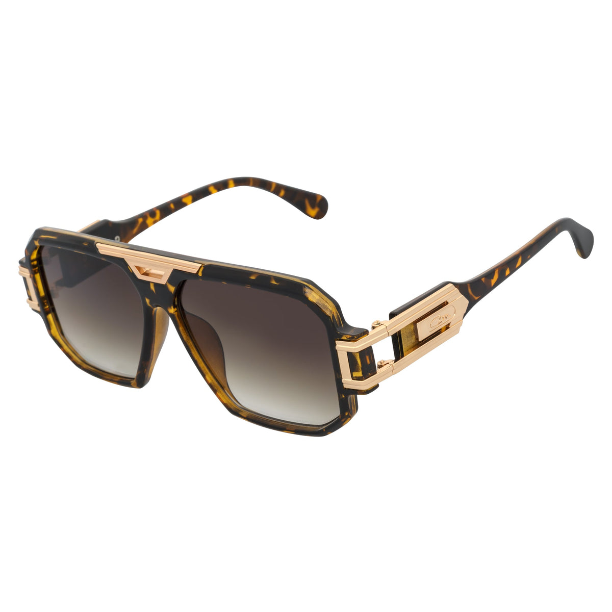 LEGEND - Retro Flat Top Square Sunglasses Brown Tortoise Amber Fade