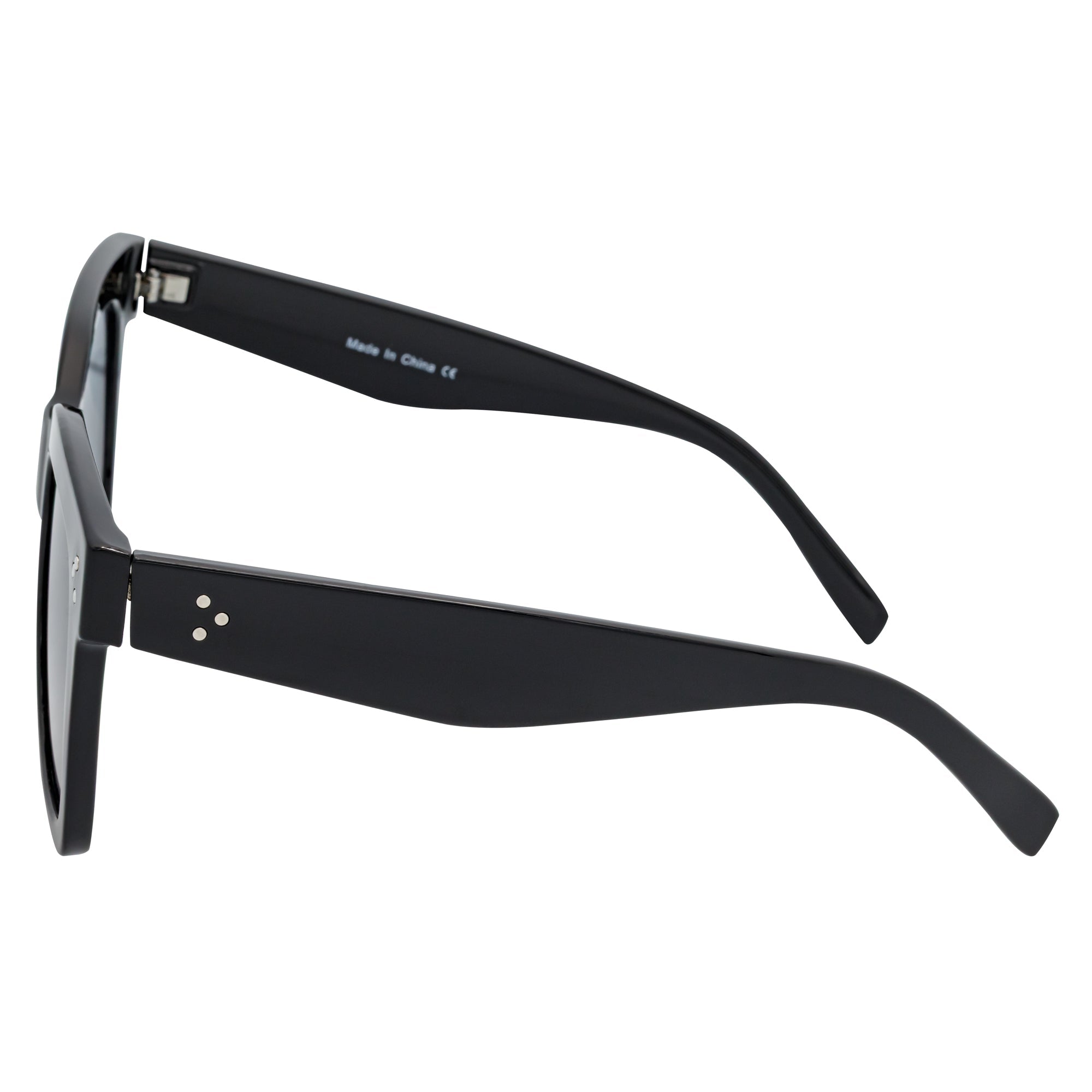 LEIA - Oversize Square Horn Rimmed Sunglasses Black Smoke