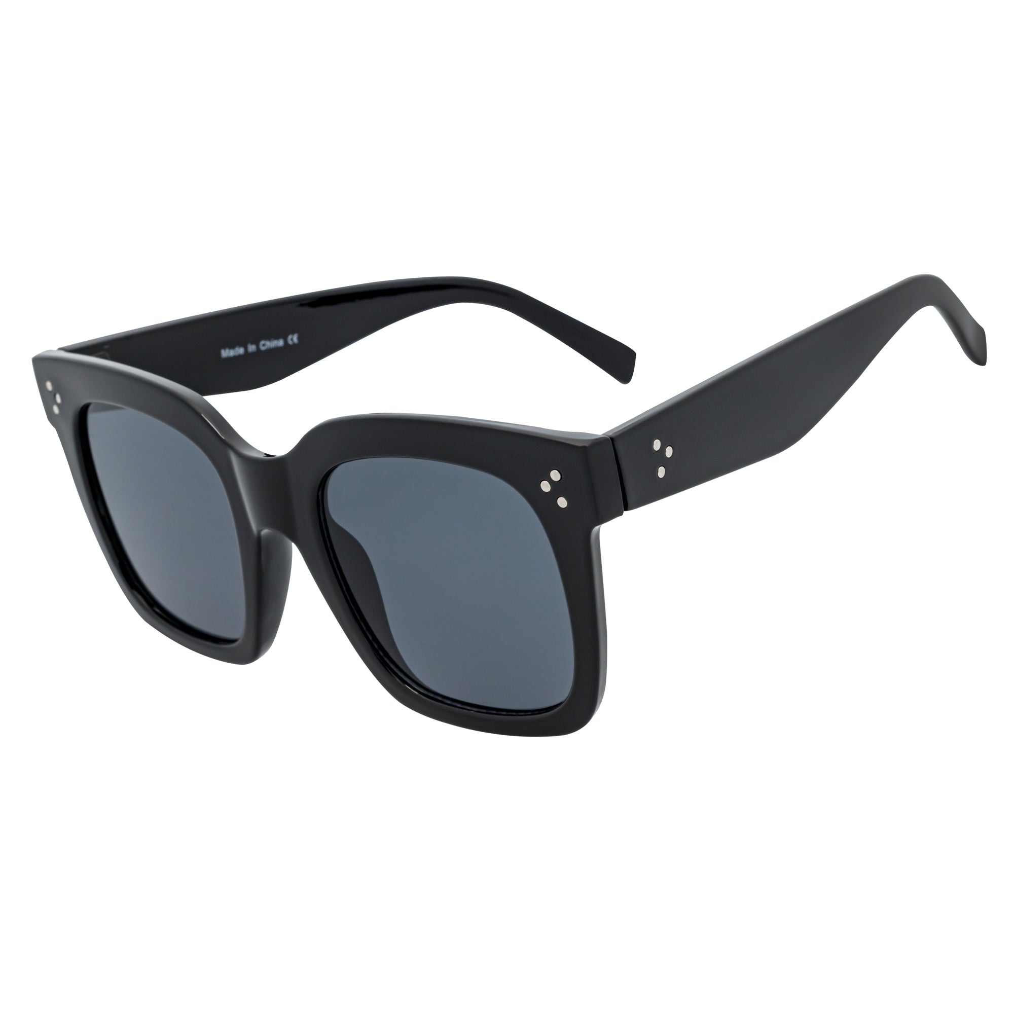 LEIA - Oversize Square Horn Rimmed Sunglasses Black Smoke