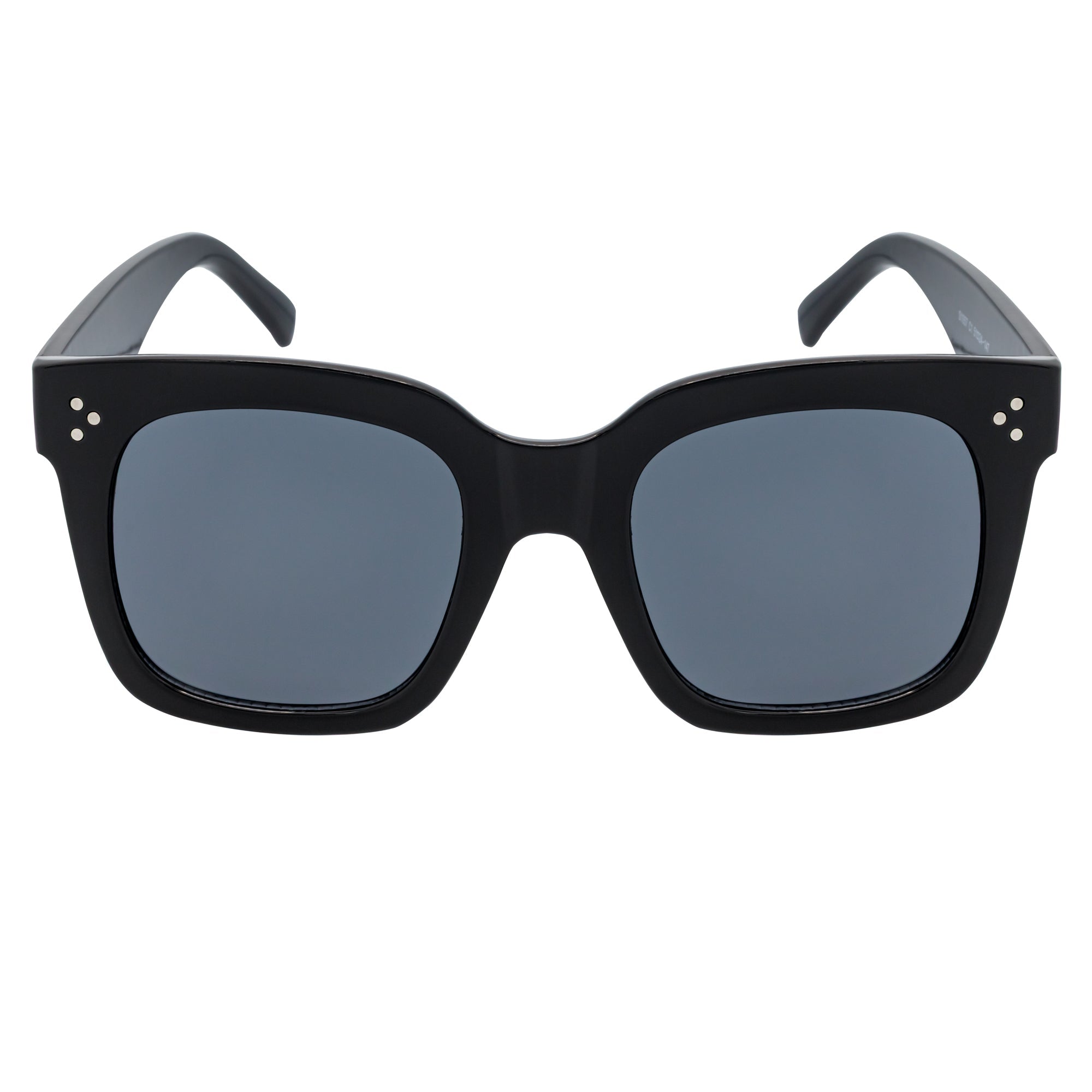 LEIA - Oversize Square Horn Rimmed Sunglasses Black Smoke
