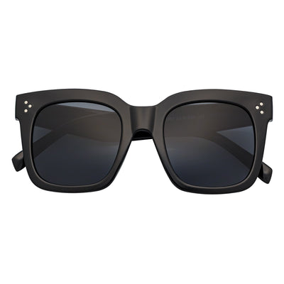 LEIA - Oversize Square Horn Rimmed Sunglasses Black Smoke