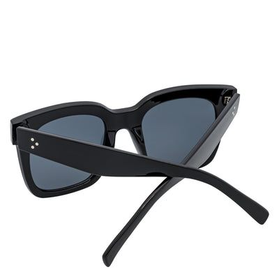 LEIA - Oversize Square Horn Rimmed Sunglasses Black Smoke