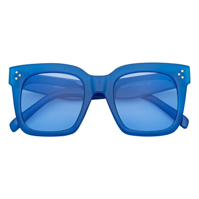 LEIA - Oversize Square Horn Rimmed Sunglasses Blue