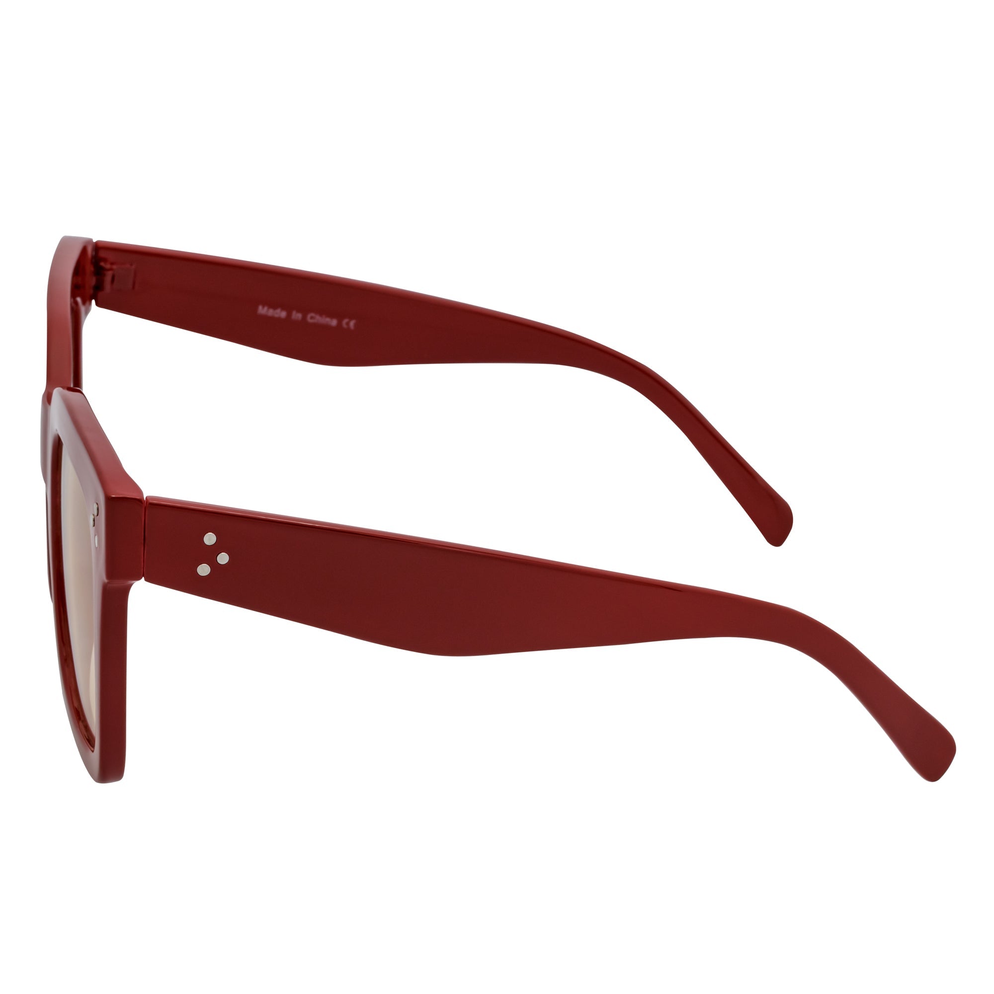 LEIA - Oversize Square Horn Rimmed Sunglasses Maroon Light-Tan Tint