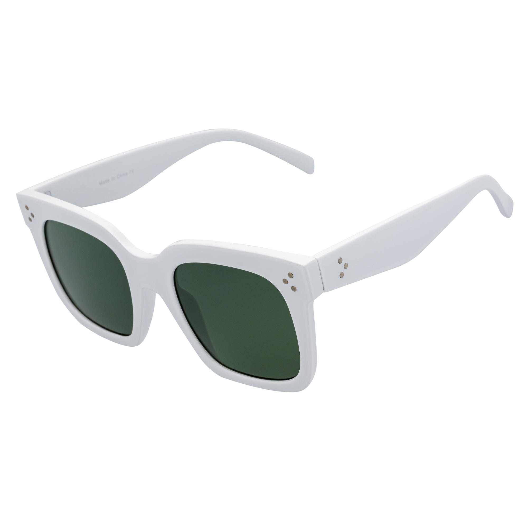 LEIA - Oversize Square Horn Rimmed Sunglasses White Smoke