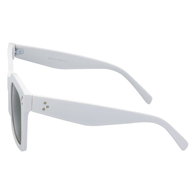 LEIA - Oversize Square Horn Rimmed Sunglasses White Smoke