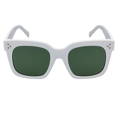 LEIA - Oversize Square Horn Rimmed Sunglasses White Smoke