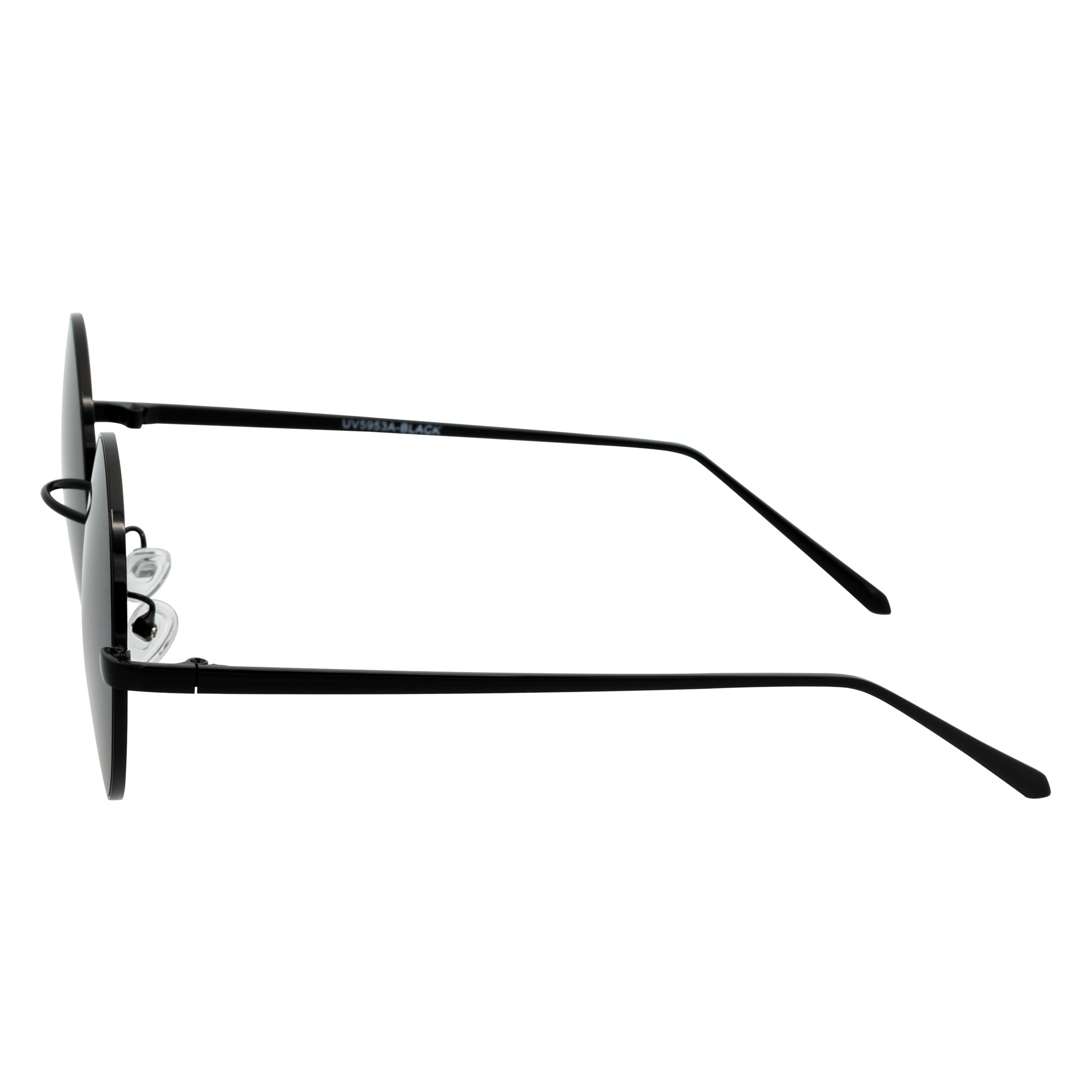 LENON - Premium Metal Retro Small Round Black Sunglasses Smoke Lens