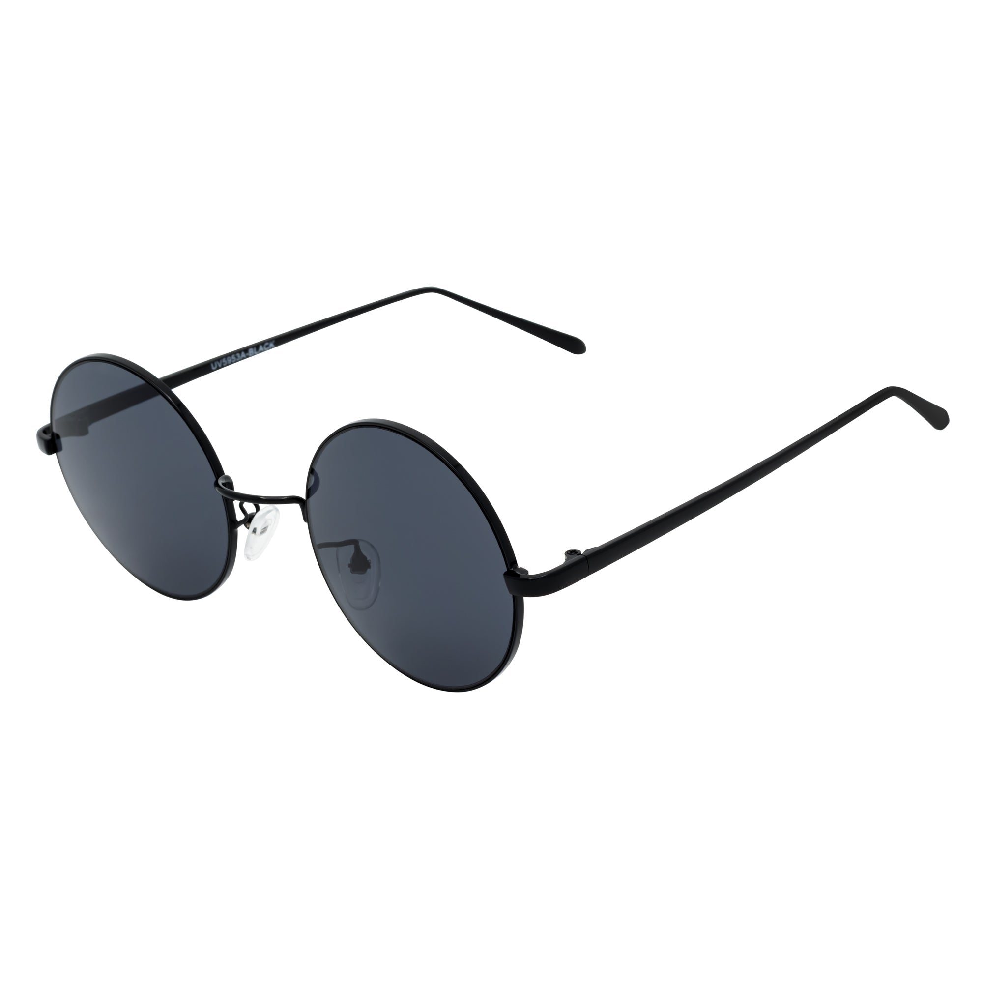 LENON - Premium Metal Retro Small Round Black Sunglasses Smoke Lens